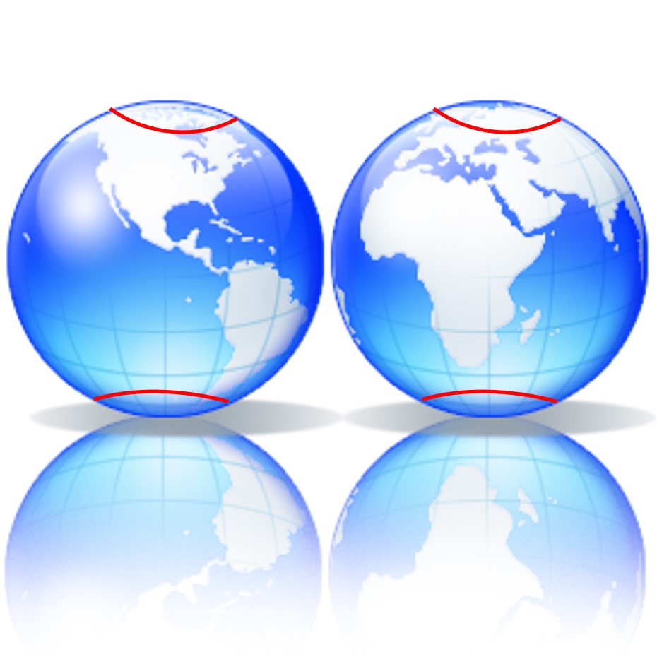 Not quite accurate, but you get the idea, right?  The 70 latitudes are represented by the red lines.