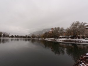 Thursday--snow at the Broadmoor, where the Space Symposium was ending that day.